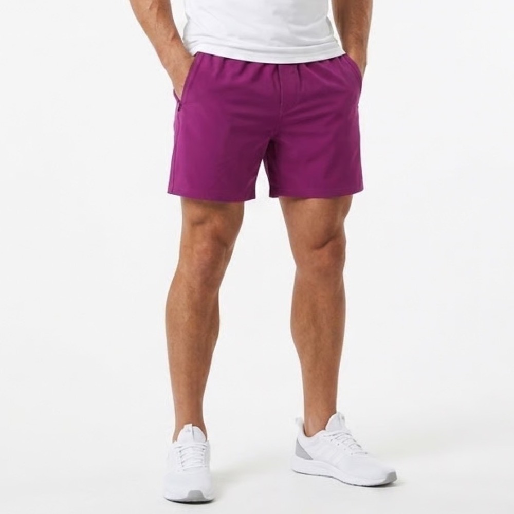 VRST Mens 5 All-In Lined Training Shorts Black Cherry Purple Small